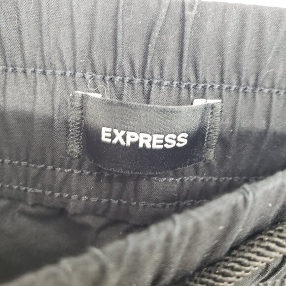 Express Pull on Cargo Shorts L Mens Elastic Drawstring Waist Cotton Black NEW - Picture 8 of 10